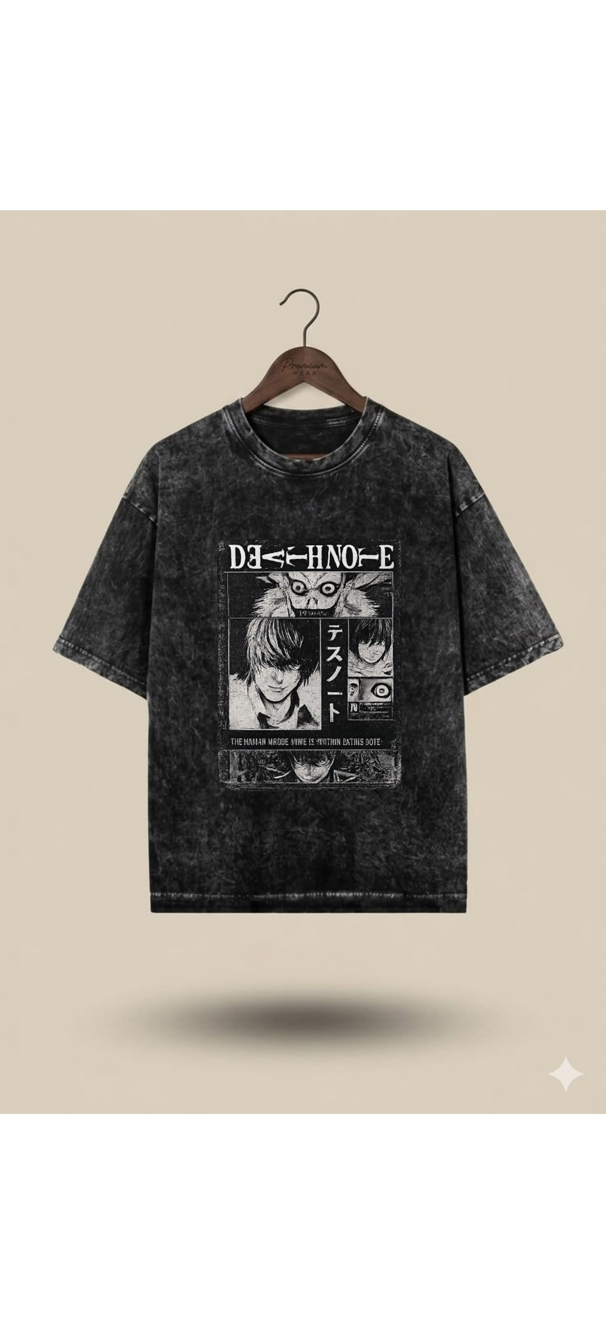 Death Note Vintage Wash Oversized T-Shirt for Men & Women | Anime Graphic Tee