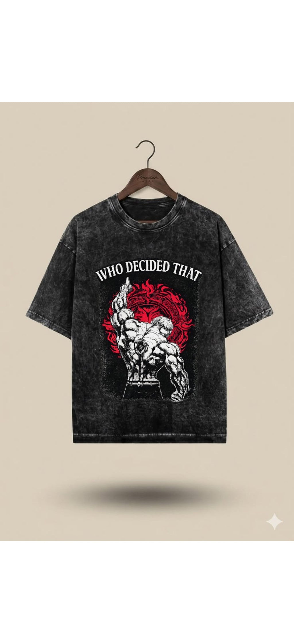 Who Decided That Oversized T-Shirt | Vintage Wash Anime Streetwear Tee