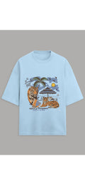 The Beverly Hills Tiger Bungalow Oversized Tee Sky Blue For Unisex