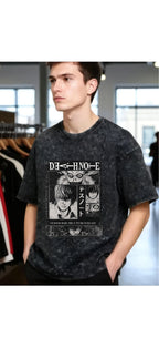 Death Note Vintage Wash Oversized T-Shirt for Men & Women | Anime Graphic Tee