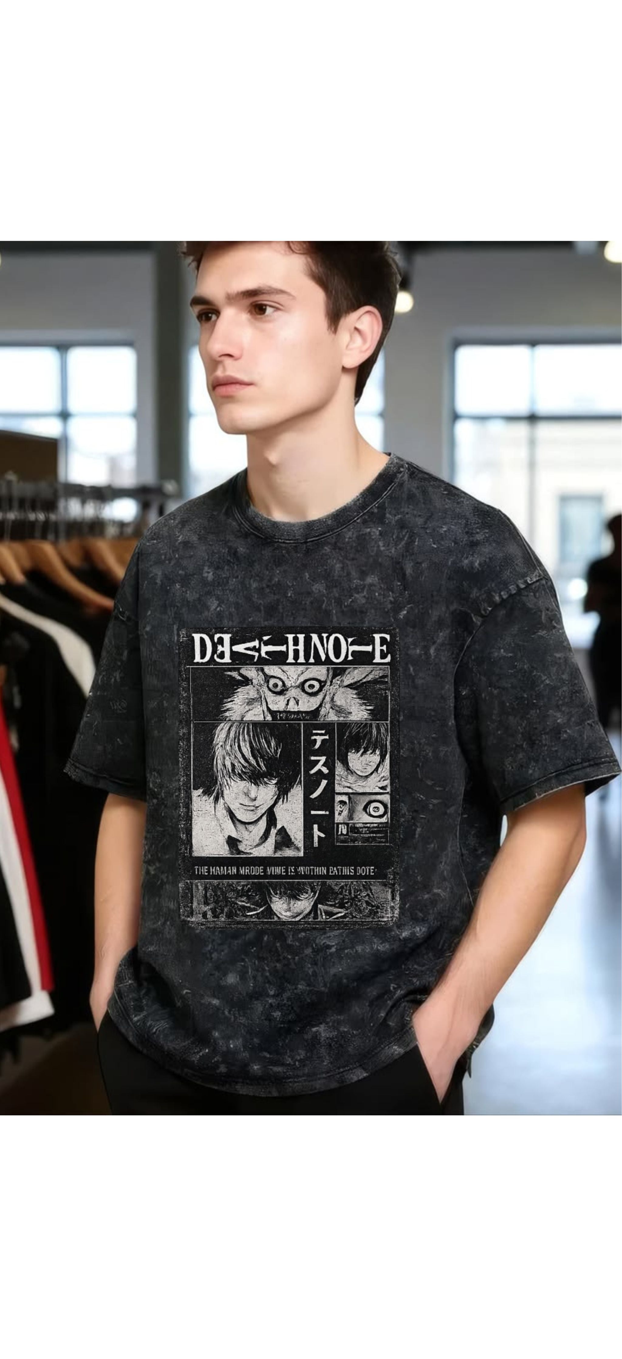 Death Note Vintage Wash Oversized T-Shirt for Men & Women | Anime Graphic Tee