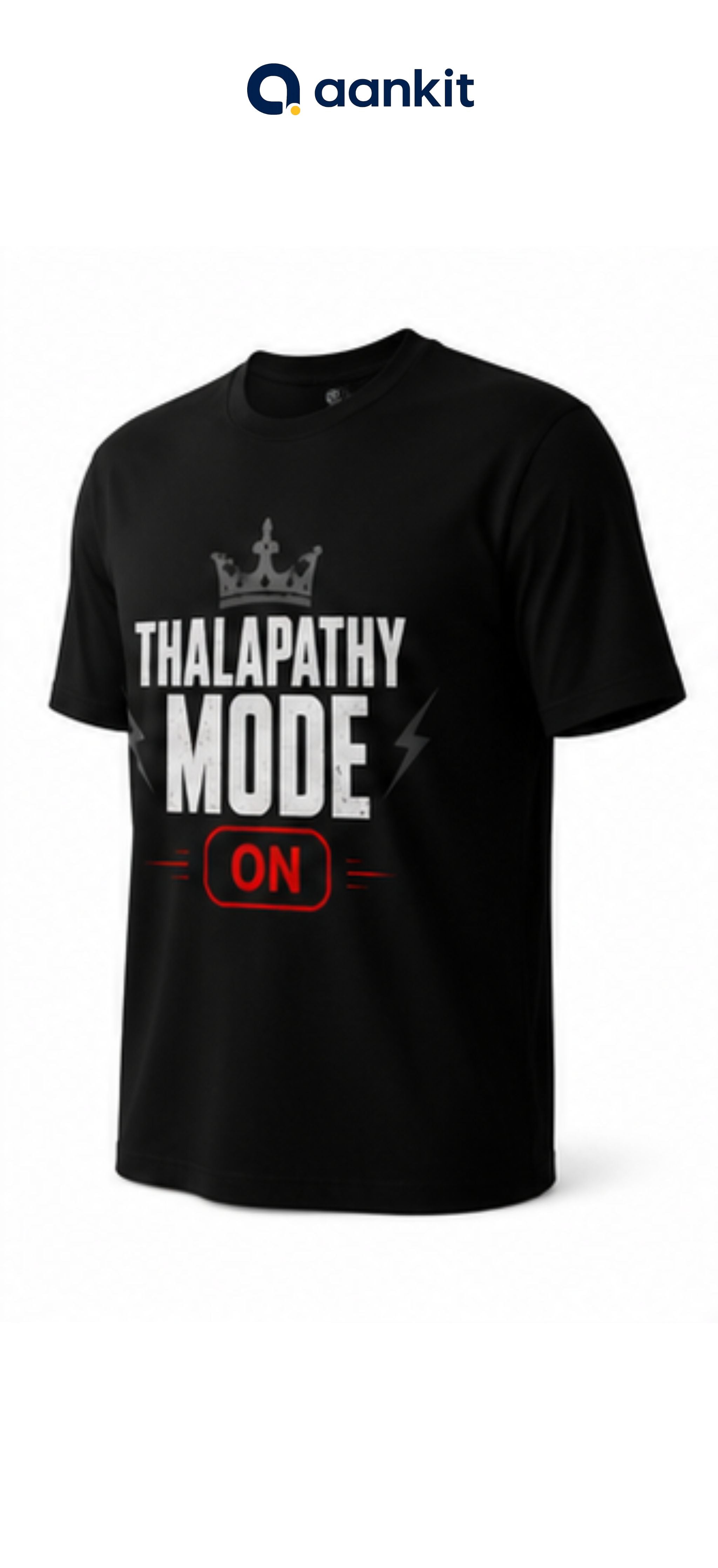 THALAPATHY MODE ON Black Graphic T-Shirt for Unisex