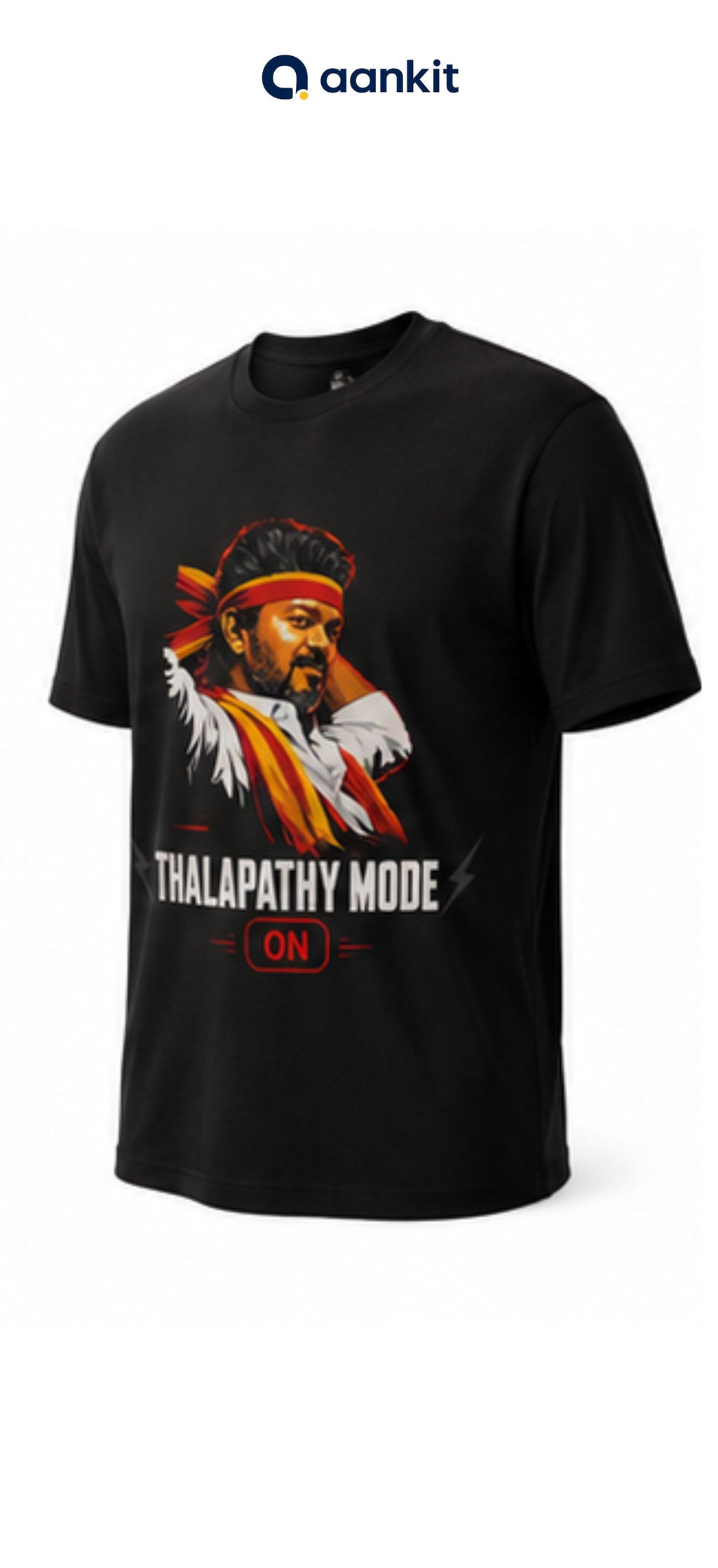 THALAPATHY MODE ON Black Graphic T-Shirt for Unisex