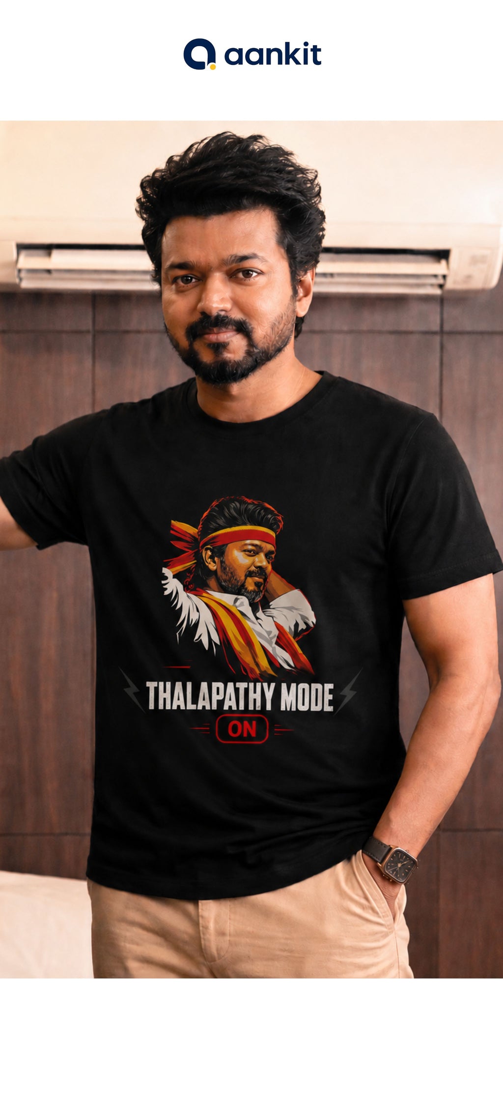 THALAPATHY MODE ON Black Graphic T-Shirt for Unisex